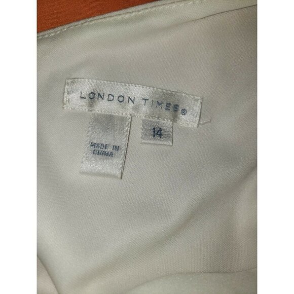 LONDON TIMES Dress One Shoulder Ivory Orange Size 14 Cocktail Party - Picture 3 of 7